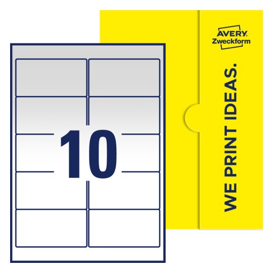 10 st. etiketter per ark. - Fyrkantiga etiketter, 96 x 50,8 mm