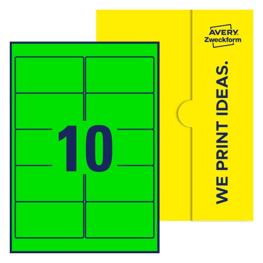 10 st. etiketter per ark. - Fyrkantiga etiketter, 96 x 50,8 mm