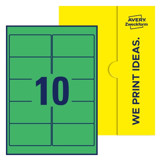 10 st. etiketter per ark. - Fyrkantiga etiketter, 96 x 50,8 mm