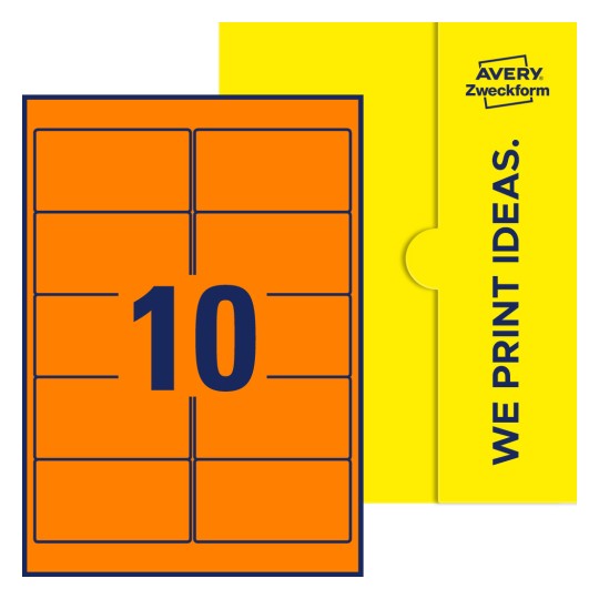 10 st. etiketter per ark. - Fyrkantiga etiketter, 96 x 50,8 mm