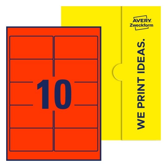 10 st. etiketter per ark. - Fyrkantiga etiketter, 96 x 50,8 mm