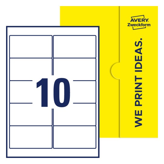 10 st. etiketter per ark. - Fyrkantiga etiketter, 96 x 50,8 mm