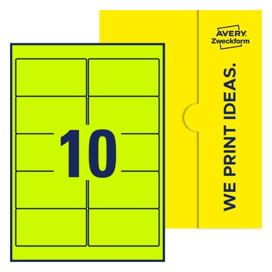 10 st. etiketter per ark. - Fyrkantiga etiketter, 96 x 50,8 mm