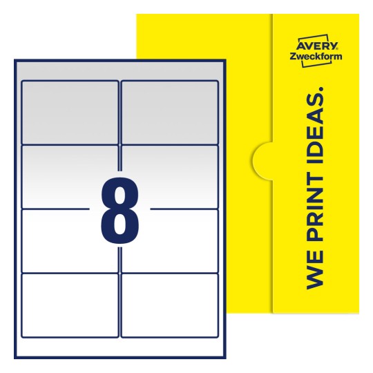 8 st. etiketter per ark. - Fyrkantiga etiketter, 96 x 63,5 mm