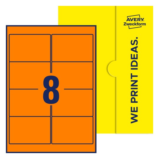 8 st. etiketter per ark. - Fyrkantiga etiketter, 96 x 63,5 mm