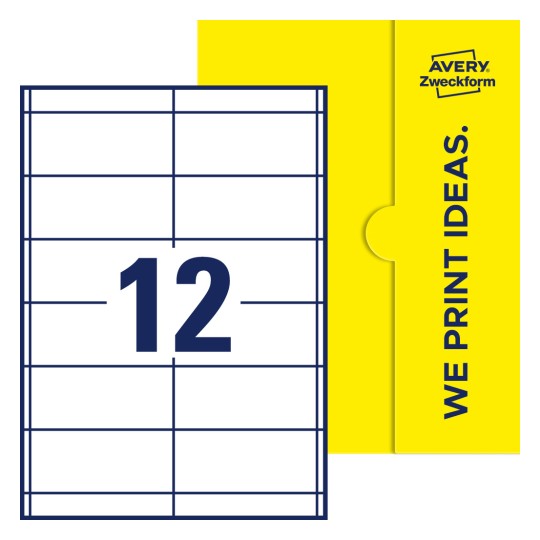 12 st. etiketter per ark. - Fyrkantiga etiketter, 97 x 42,3 mm