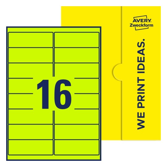 16 st. etiketter per ark. - Fyrkantiga etiketter, 99,1 x 33,9 mm