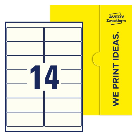 14 st. etiketter per ark. - Fyrkantiga etiketter, 99,1 x 38,1 mm