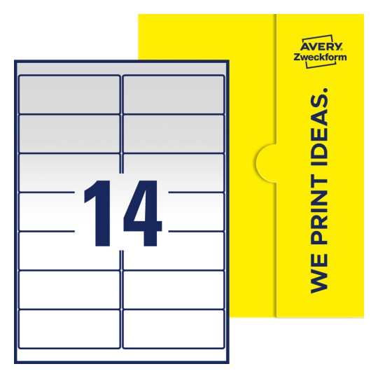 14 st. etiketter per ark. - Fyrkantiga etiketter, 99,1 x 38,1 mm