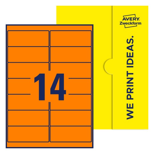 14 st. etiketter per ark. - Fyrkantiga etiketter, 99,1 x 38,1 mm