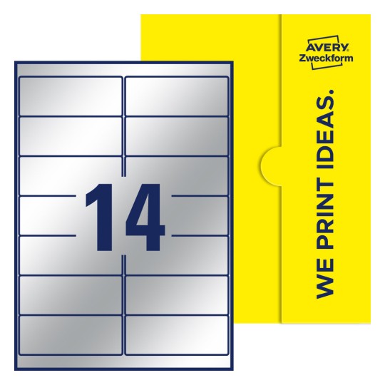 14 st. etiketter per ark. - Fyrkantiga etiketter, 99,1 x 38,1 mm