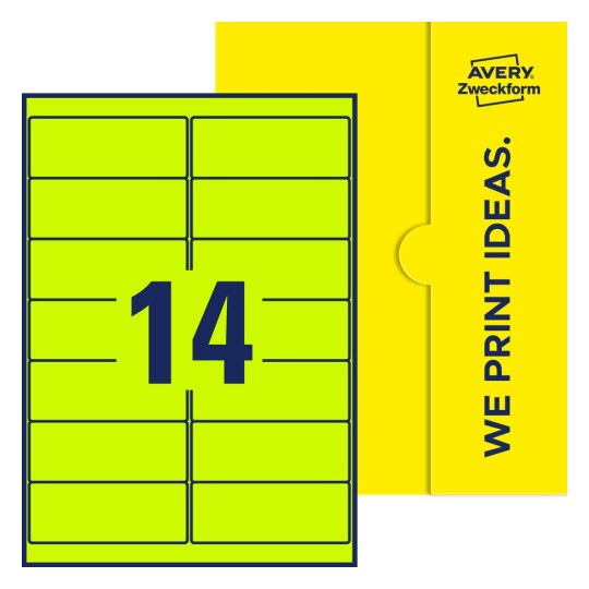 14 st. etiketter per ark. - Fyrkantiga etiketter, 99,1 x 38,1 mm