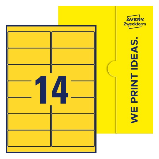 14 st. etiketter per ark. - Fyrkantiga etiketter, 99,1 x 38,1 mm