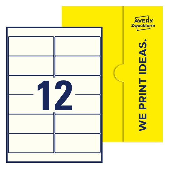 12 st. etiketter per ark. - Fyrkantiga etiketter, 99,1 x 42,3 mm