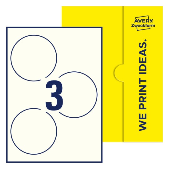 3 st. etiketter per ark. - Runda etiketter, Ø 100 mm
