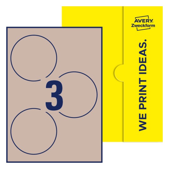 3 st. etiketter per ark. - Runda etiketter, Ø 100 mm