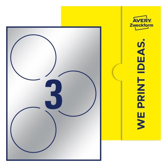 3 st. etiketter per ark. - Runda etiketter, Ø 100 mm