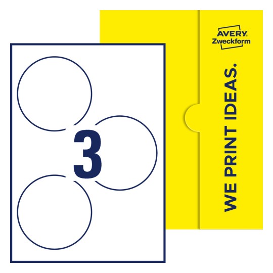 3 st. etiketter per ark. - Runda etiketter, Ø 100 mm