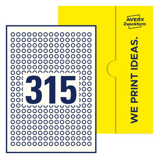 315 st. etiketter per ark. - Runda etiketter, Ø 10 mm