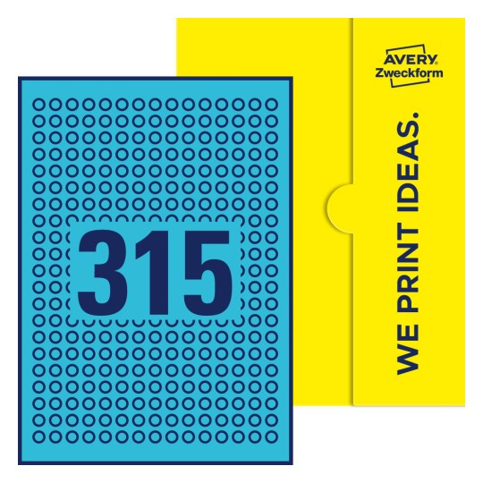 315 st. etiketter per ark. - Runda etiketter, Ø 10 mm