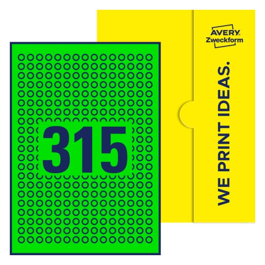 315 st. etiketter per ark. - Runda etiketter, Ø 10 mm