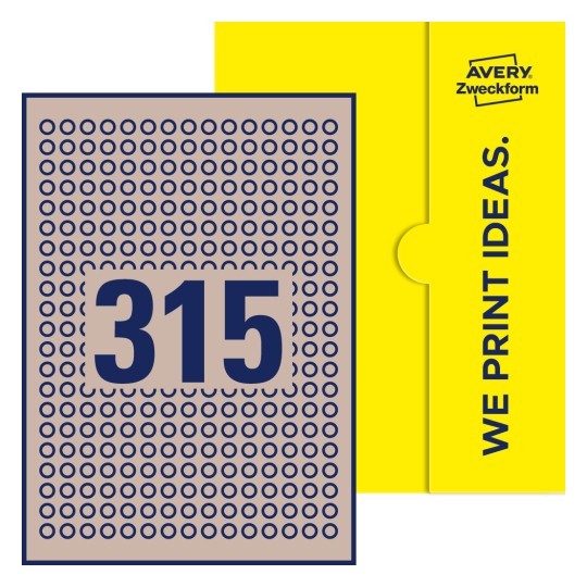 315 st. etiketter per ark. - Runda etiketter, Ø 10 mm