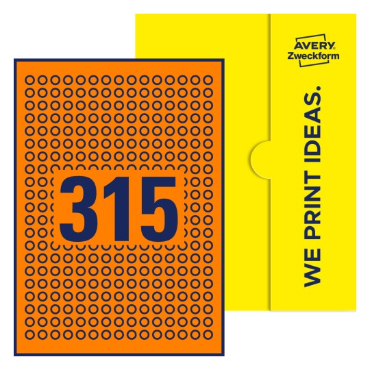 315 st. etiketter per ark. - Runda etiketter, Ø 10 mm