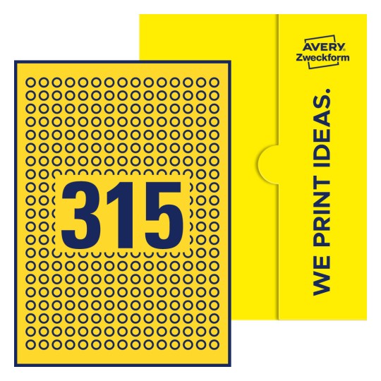 315 st. etiketter per ark. - Runda etiketter, Ø 10 mm