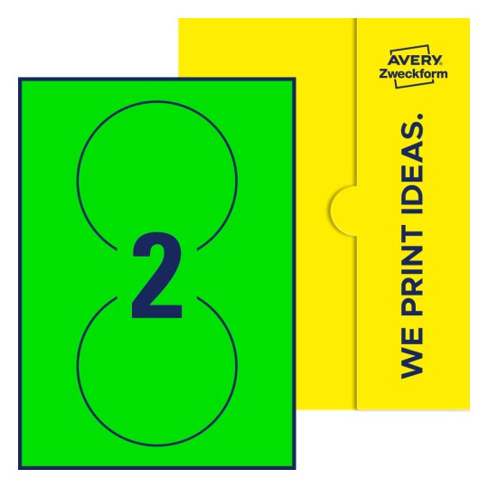 2 st. etiketter per ark. - Runda etiketter, Ø 120 mm
