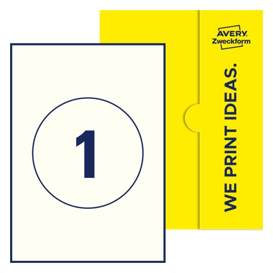 1 st. etiketter per ark. - Runda etiketter, Ø 150 mm