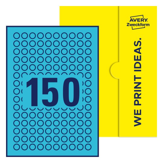 150 st. etiketter per ark. - Runda etiketter, Ø 15 mm