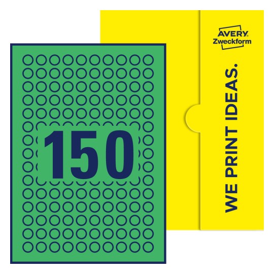150 st. etiketter per ark. - Runda etiketter, Ø 15 mm
