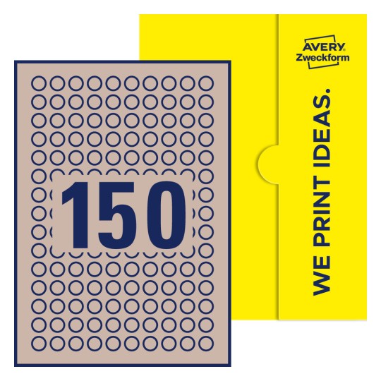 150 st. etiketter per ark. - Runda etiketter, Ø 15 mm