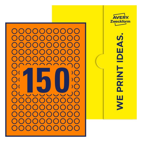 150 st. etiketter per ark. - Runda etiketter, Ø 15 mm