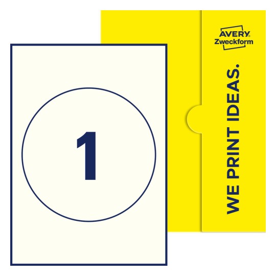 1 st. etiketter per ark. - Runda etiketter, Ø 180 mm