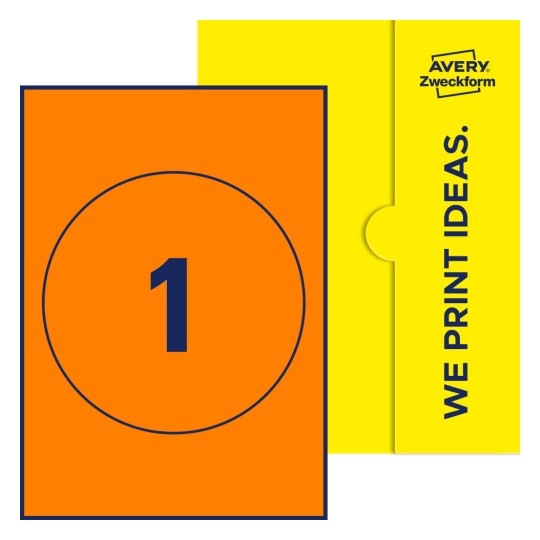 1 st. etiketter per ark. - Runda etiketter, Ø 180 mm