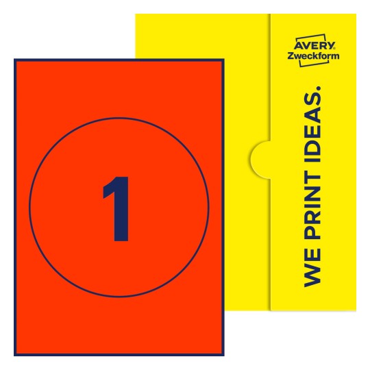 1 st. etiketter per ark. - Runda etiketter, Ø 180 mm