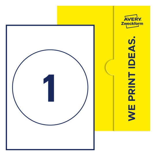 1 st. etiketter per ark. - Runda etiketter, Ø 180 mm