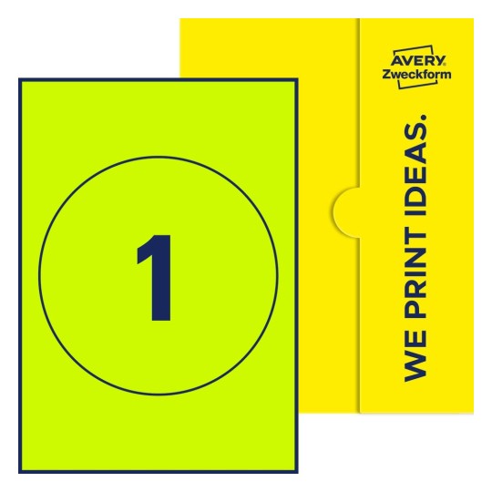 1 st. etiketter per ark. - Runda etiketter, Ø 180 mm