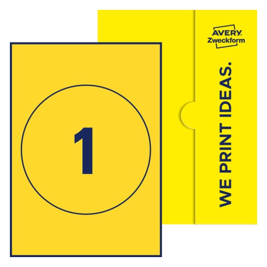 1 st. etiketter per ark. - Runda etiketter, Ø 180 mm
