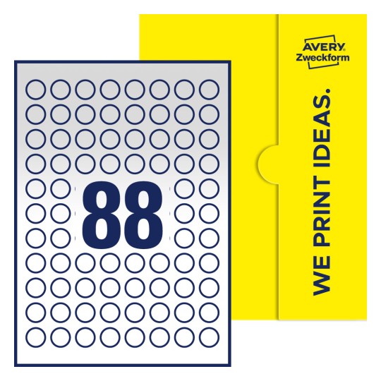88 st. etiketter per ark. - Runda etiketter, Ø 20 mm