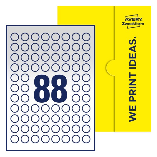 88 st. etiketter per ark. - Runda etiketter, Ø 20 mm