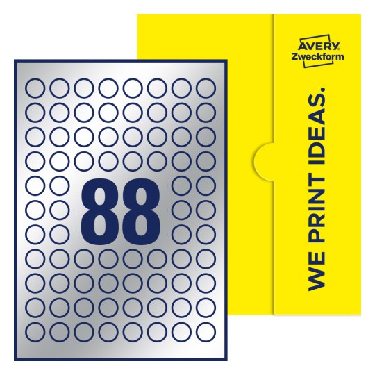 88 st. etiketter per ark. - Runda etiketter, Ø 20 mm