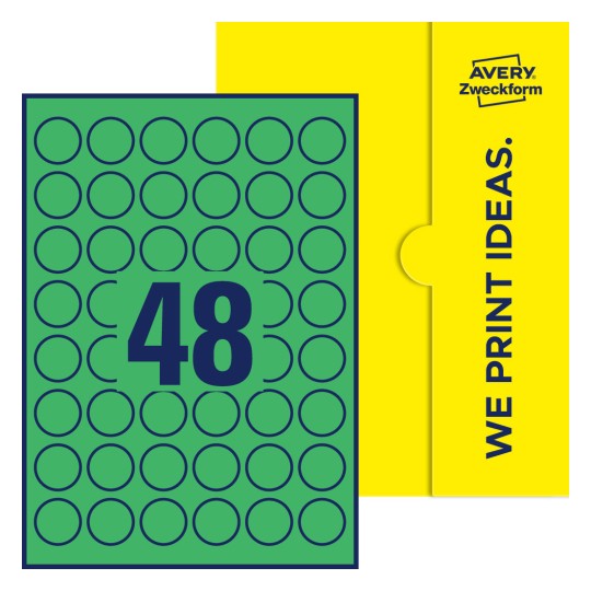 48 st. etiketter per ark. - Runda etiketter, Ø 30 mm