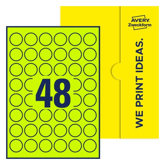48 st. etiketter per ark. - Runda etiketter, Ø 30 mm