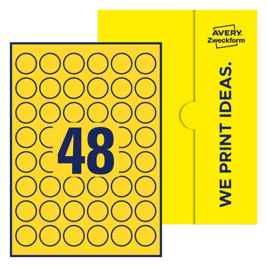 48 st. etiketter per ark. - Runda etiketter, Ø 30 mm