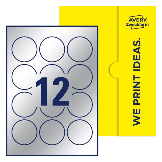 12 st. etiketter per ark. - Runda etiketter, Ø 57 mm