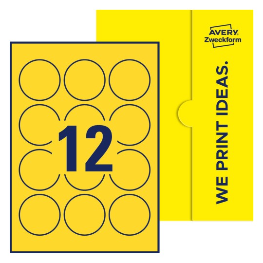 12 st. etiketter per ark. - Runda etiketter, Ø 57 mm