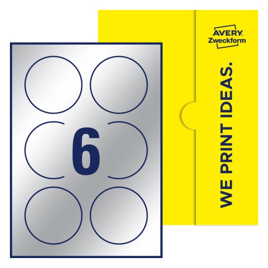 6 st. etiketter per ark. - Runda etiketter, Ø 80 mm