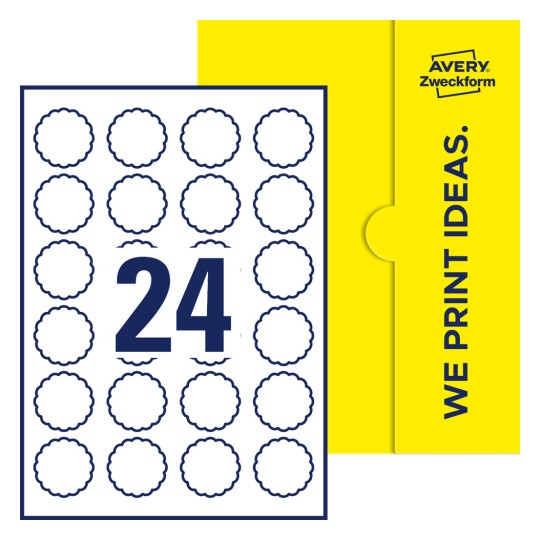 24 st. etiketter per ark. - Blomformade etiketter, 40 x 40 mm